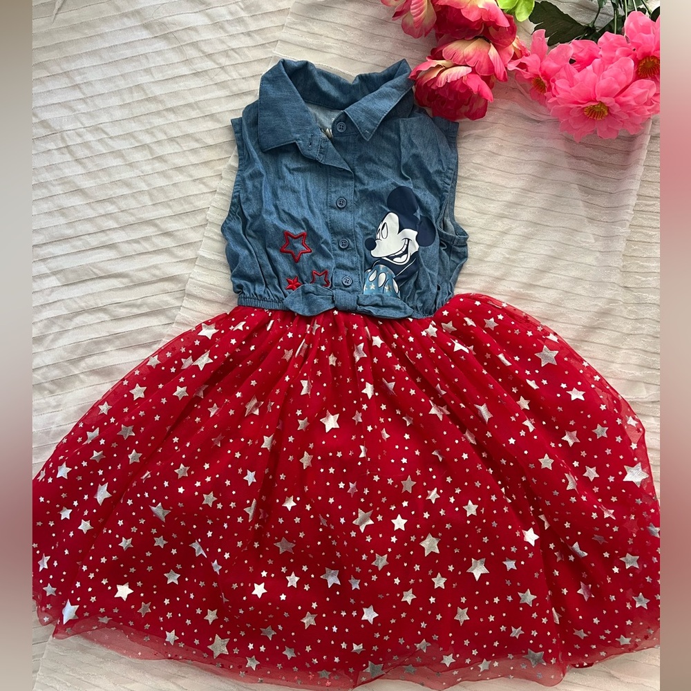 Disney Mickey Mouse Charming Denim and Starry Red Dress
